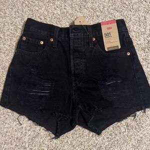 Levi's 501 Women's Distressed Black Jean Shorts